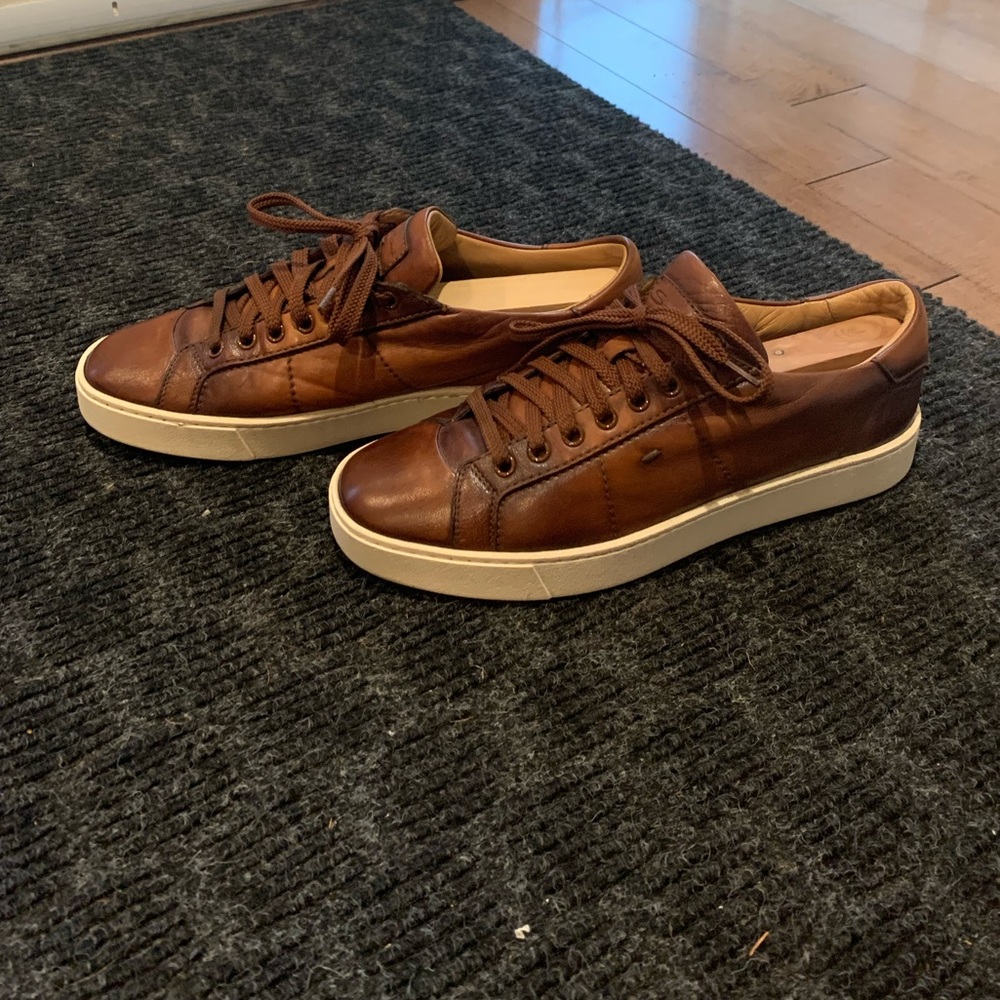 SANTONI Calfskin Low-Top Sneakers